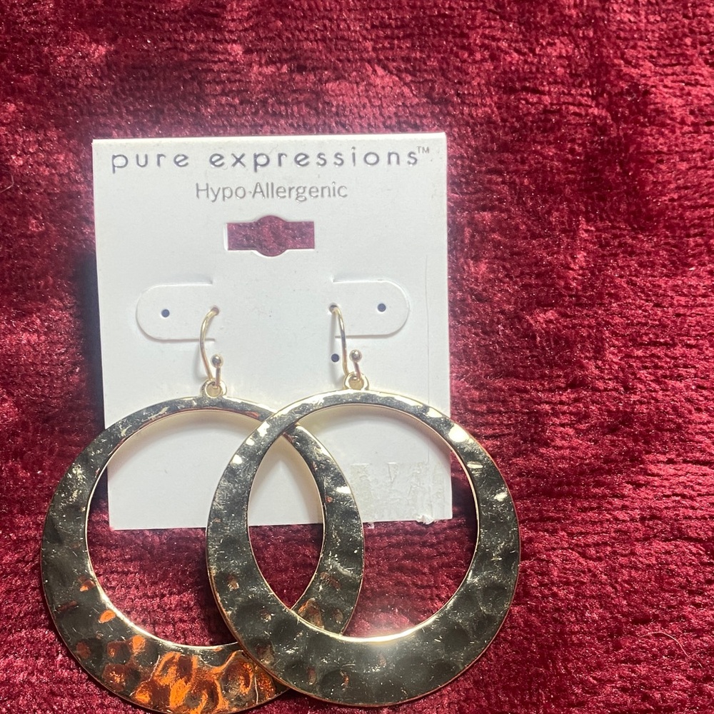 Expressions Textured Gold Circle Earrings